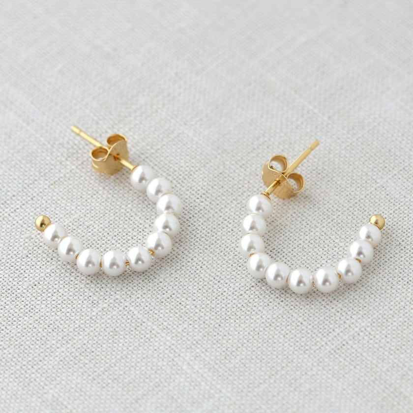 Freshwater Pearl Huggie Post Hoop Earrings