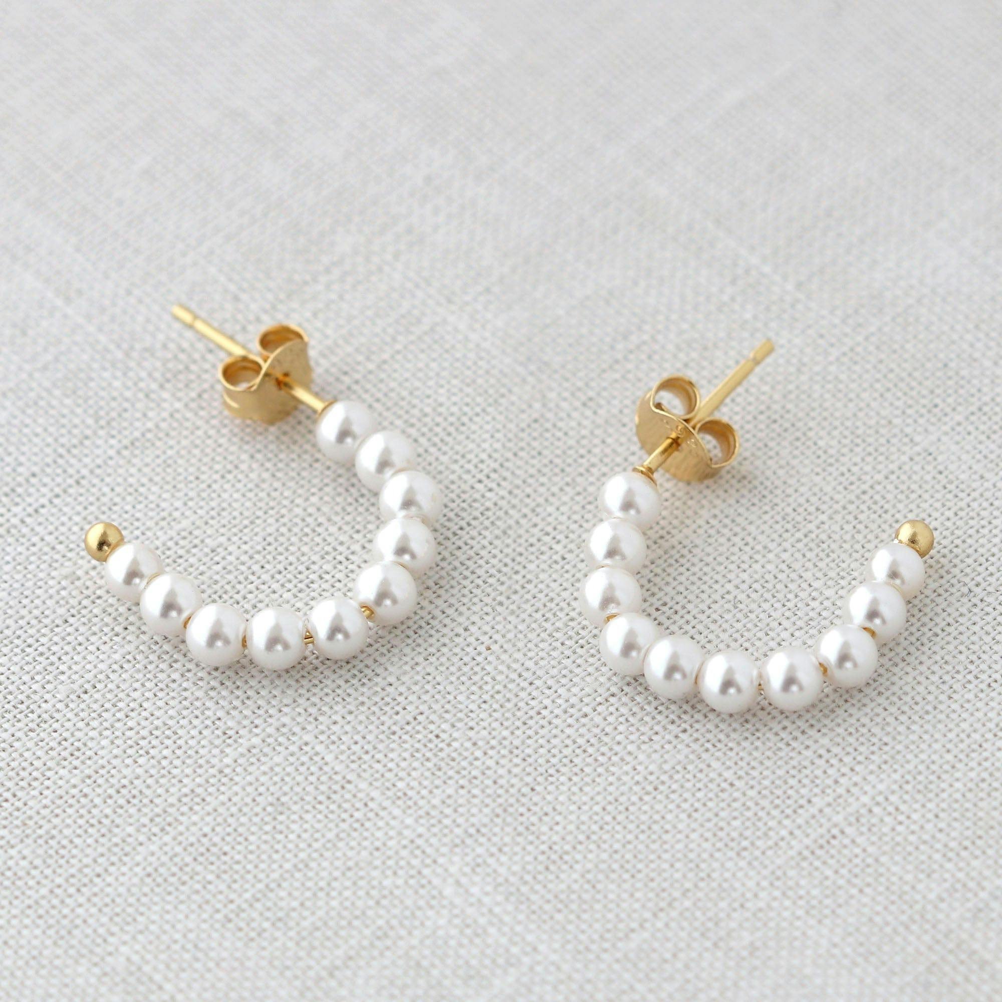 Freshwater Pearl Huggie Post Hoop Earrings