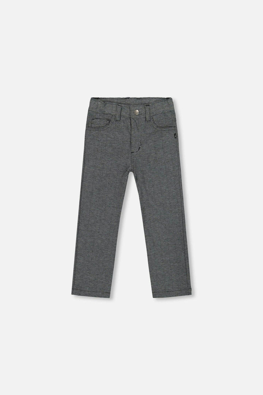 Stretch Jacquard Pants Grey Herringbone