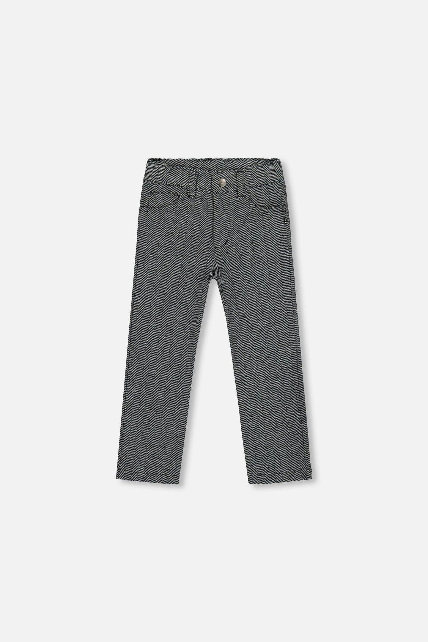 Stretch Jacquard Pants Grey Herringbone