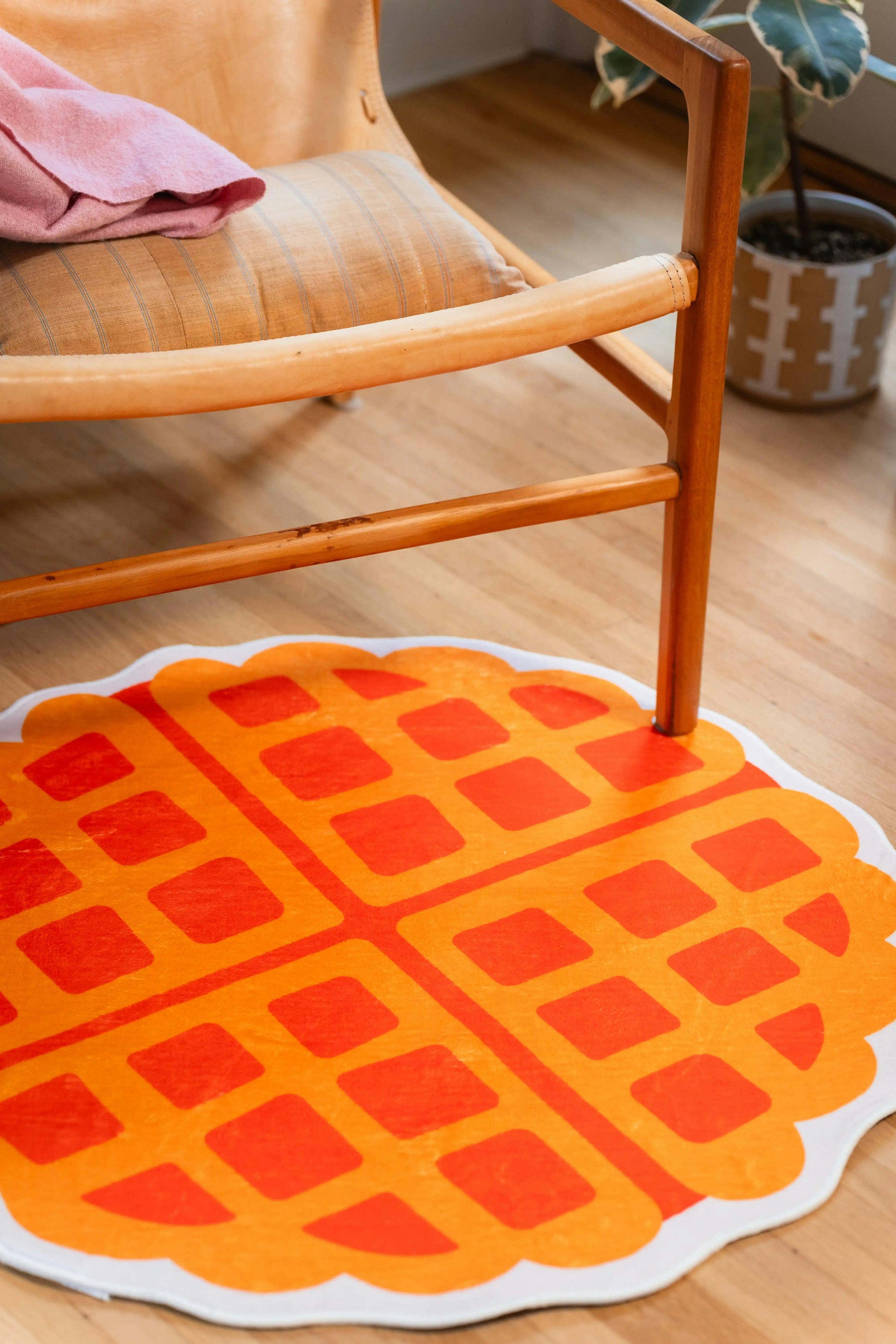 Yellow Irregular Waffle Rug by Becca Franks