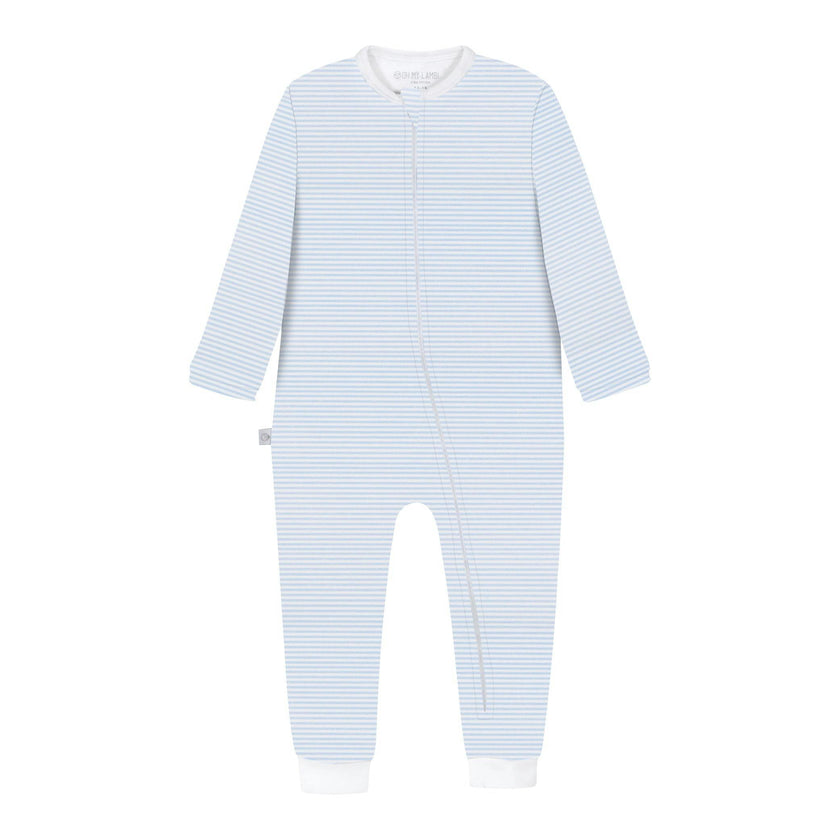 Blue Stripes Pima Cotton Baby One-Piece Pajamas