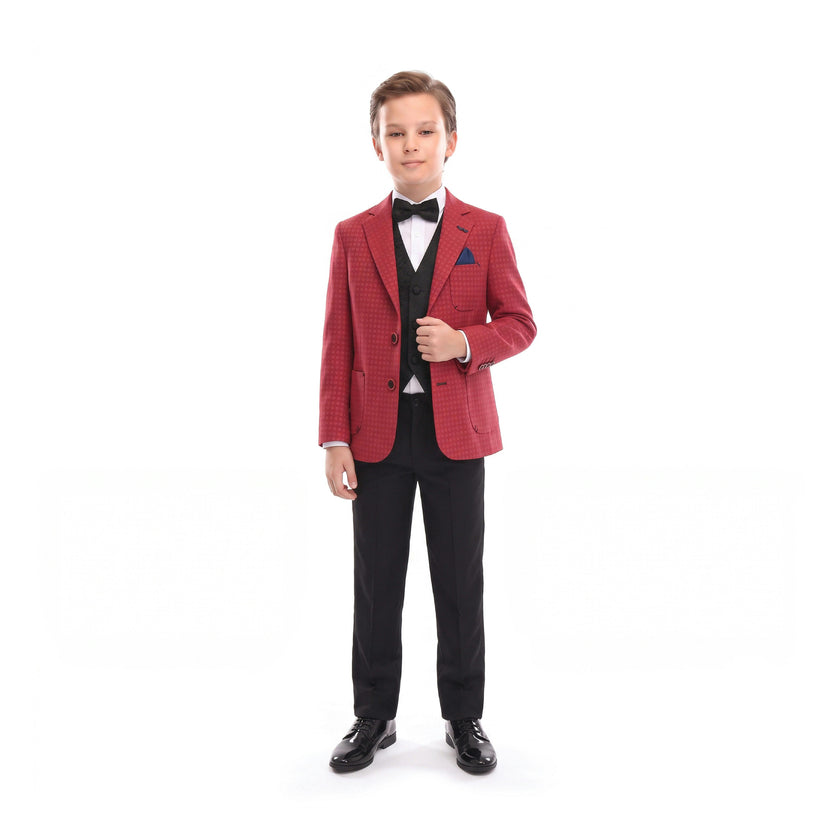 Red Rings Peak Lapel Blazer