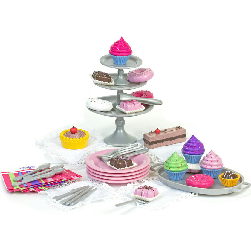 18" Doll Cupcake & Petit Four Set + Dessert Display Set