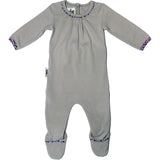 Floral Trim Pleated Neck Footie