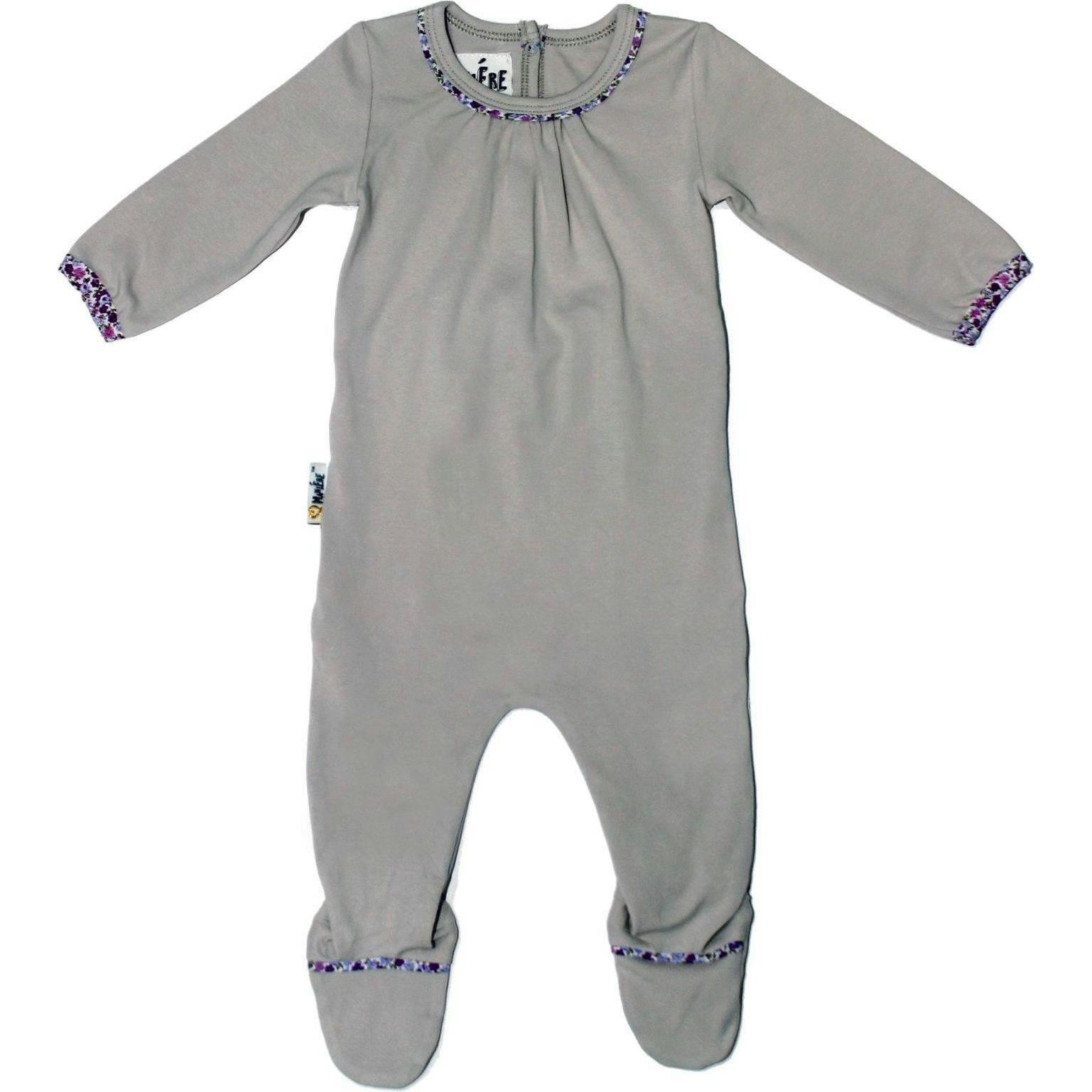 Floral Trim Pleated Neck Footie