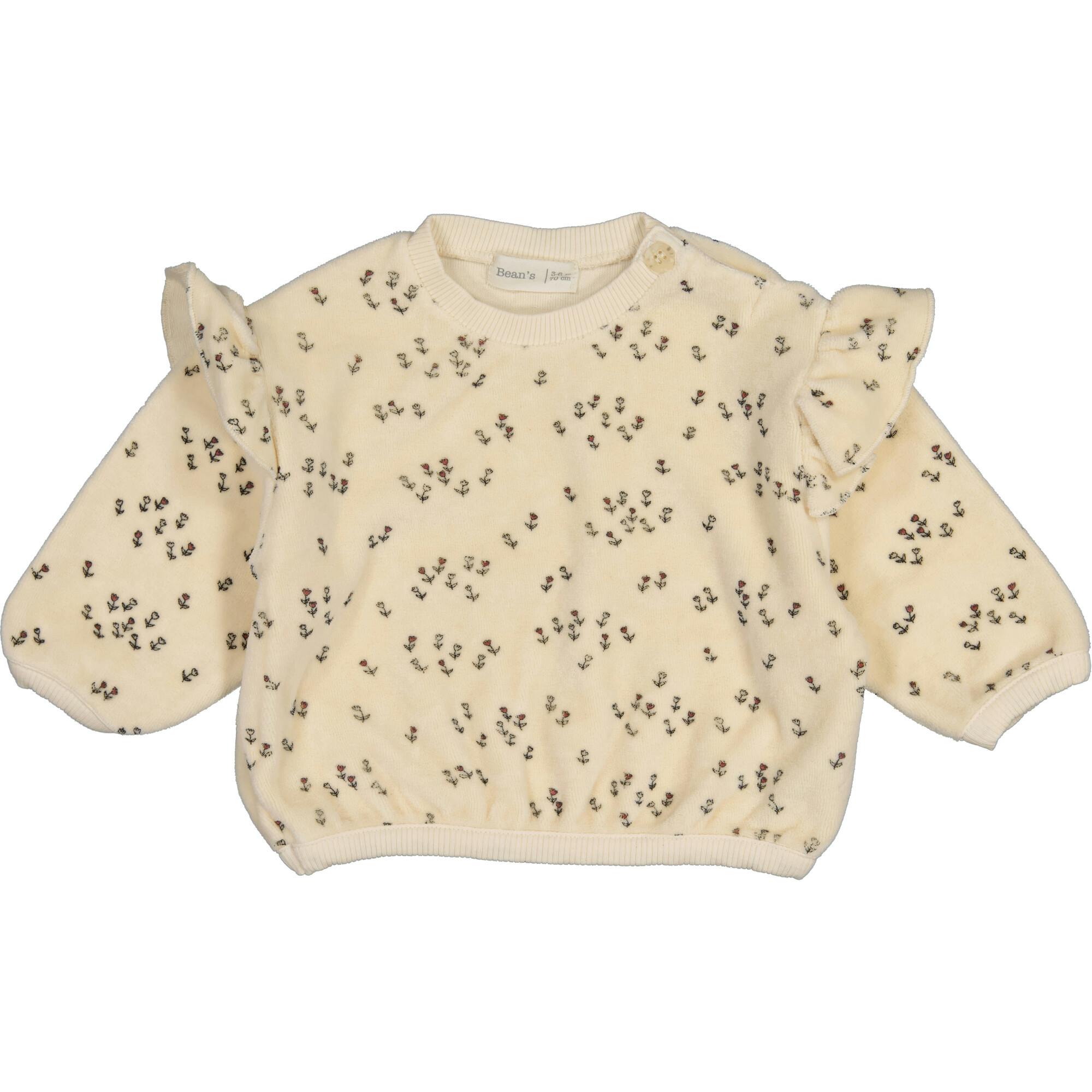 Velvet Sweatshirt with Ruffled Shoulders