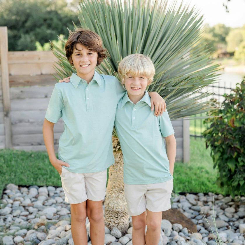 Will Boys' Performance Polo by LH Sport Green Stripes