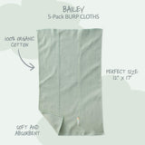 BAILEY 5-Pack BAILEY Burp Cloths