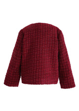 Red Tweed Button-Up Jacket