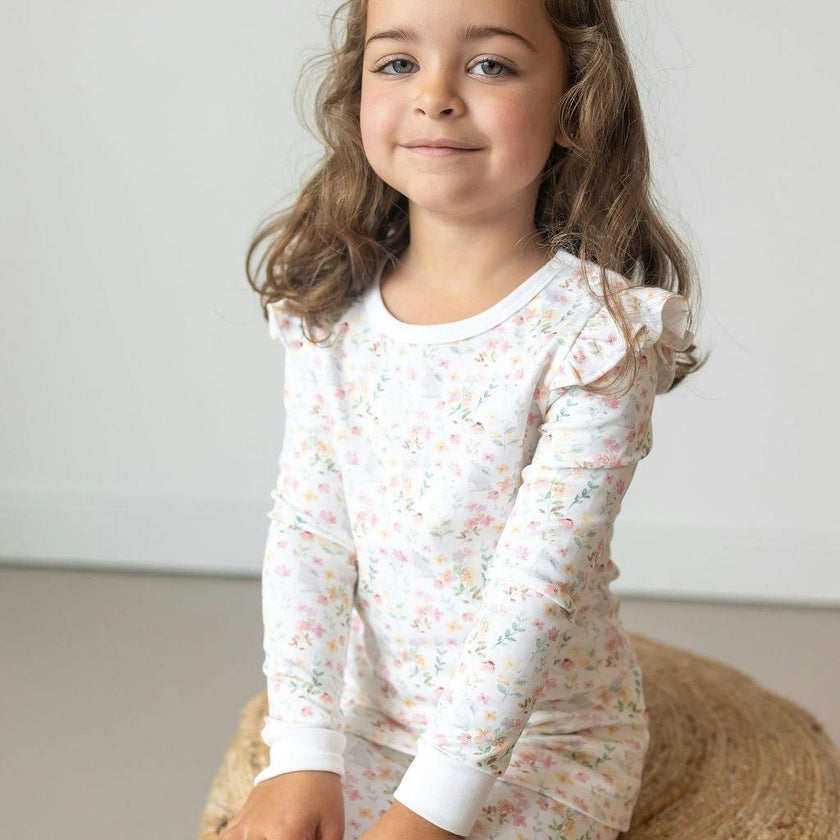 Winter Flowers Pima Long Pajama Set