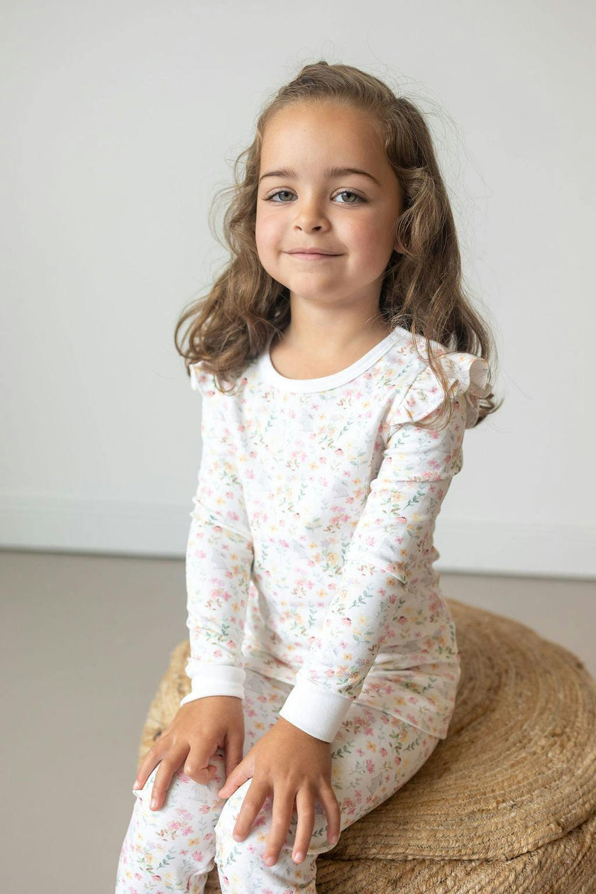 Winter Flowers Pima Long Pajama Set