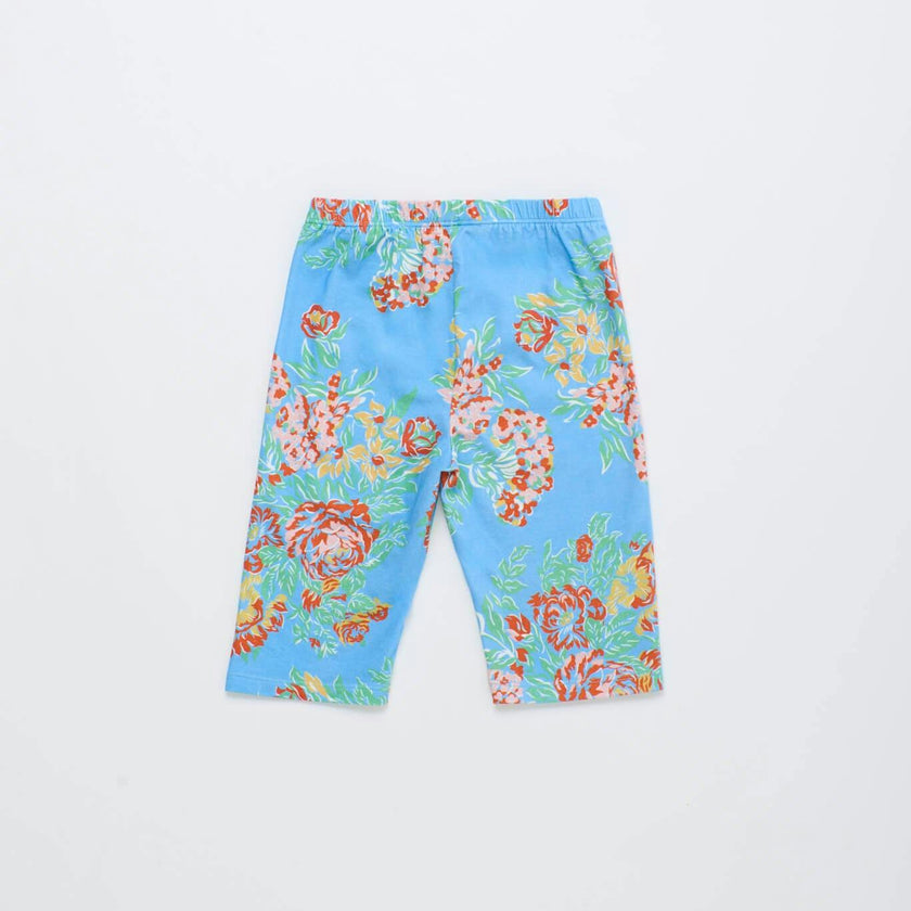VINTAGE FLOWERS SHORT LEGGINGS LIGHT BLUE