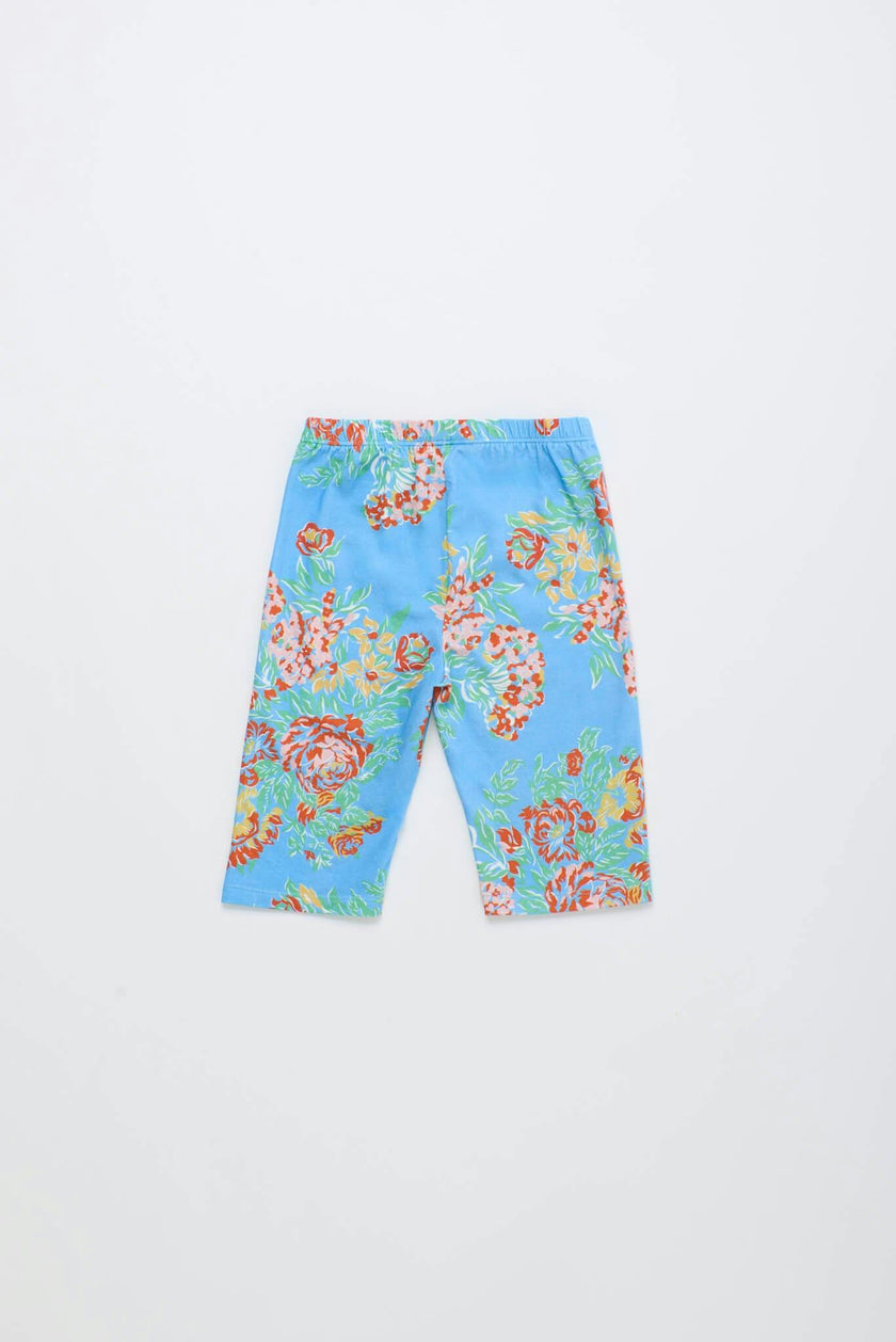 VINTAGE FLOWERS SHORT LEGGINGS LIGHT BLUE