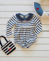 Marina Romper in Navy Stripe