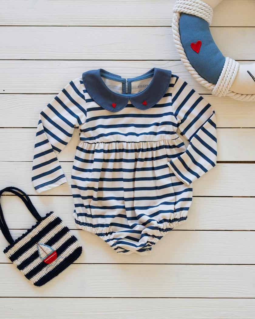 Marina Romper in Navy Stripe