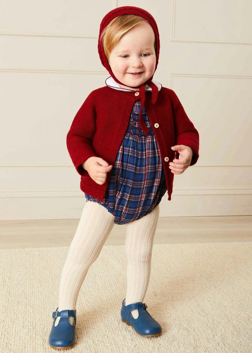 Contrast Trim 3 Button Cardigan in Red (3-18mths)