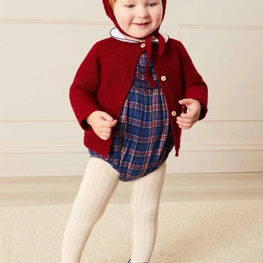 Contrast Trim 3 Button Cardigan in Red (3-18mths)