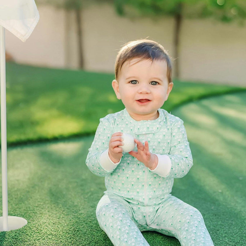 Parker Boys' Zipper Pajama - Golf Putting Green