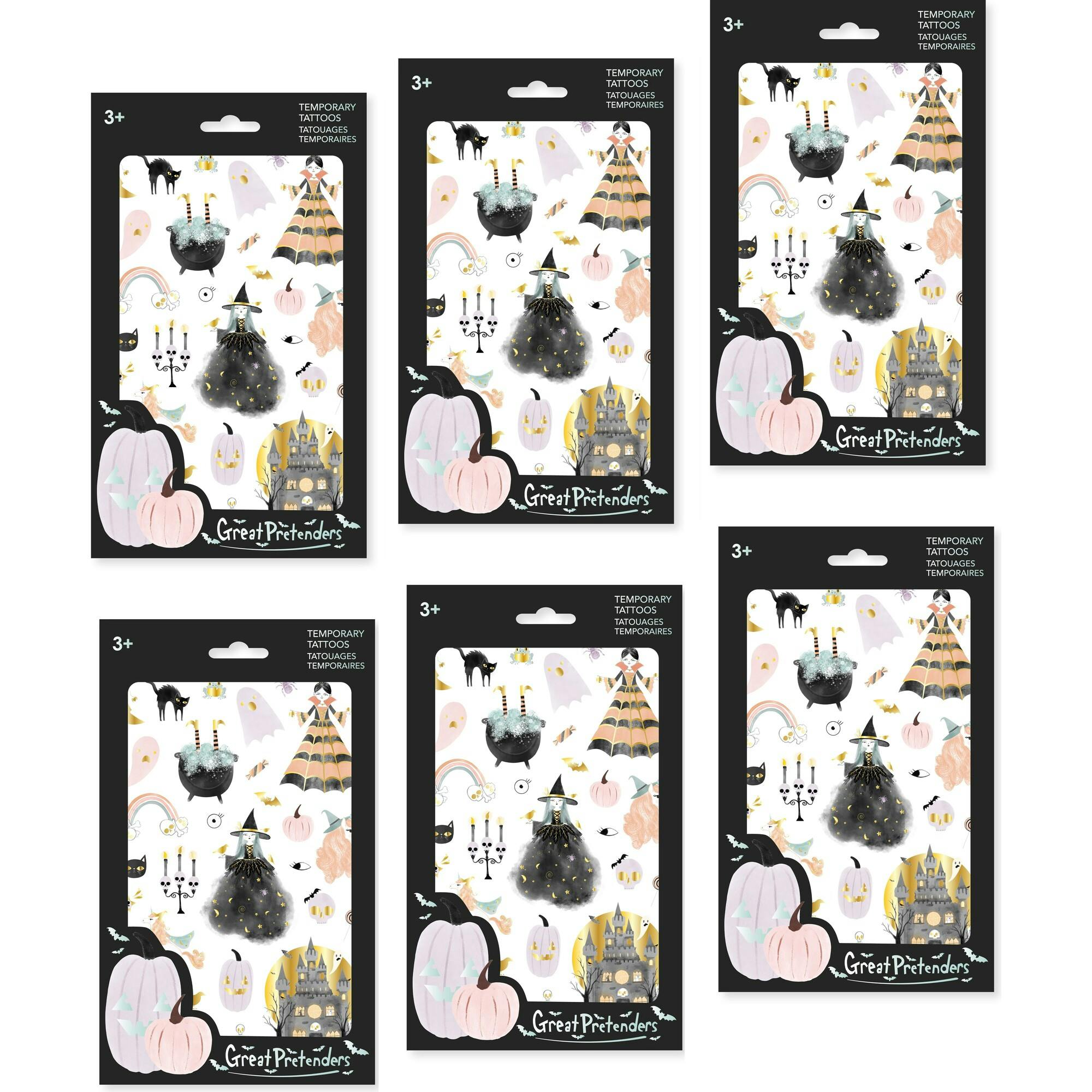 Enchanting Raven Halloween Witch Temporary Tattoo Bundle