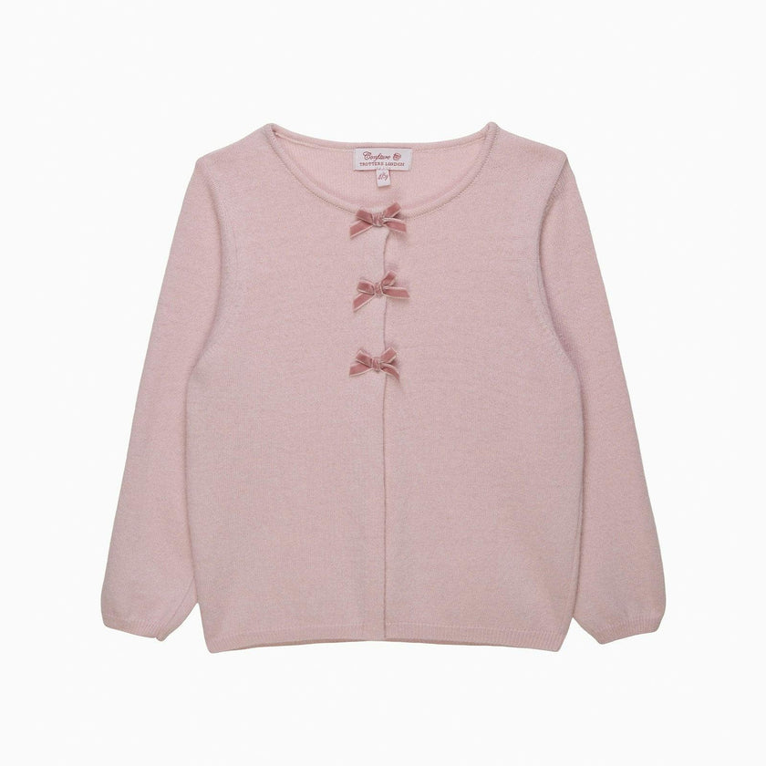 Velvet Bow Cardigan in Pink