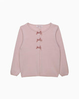 Velvet Bow Cardigan in Pink