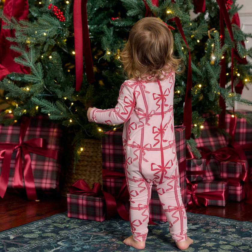 Baby Bamboo Romper - Pink Present Bow