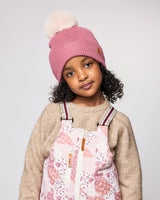 Kids Knit Winter Hat with Faux Fur Pom