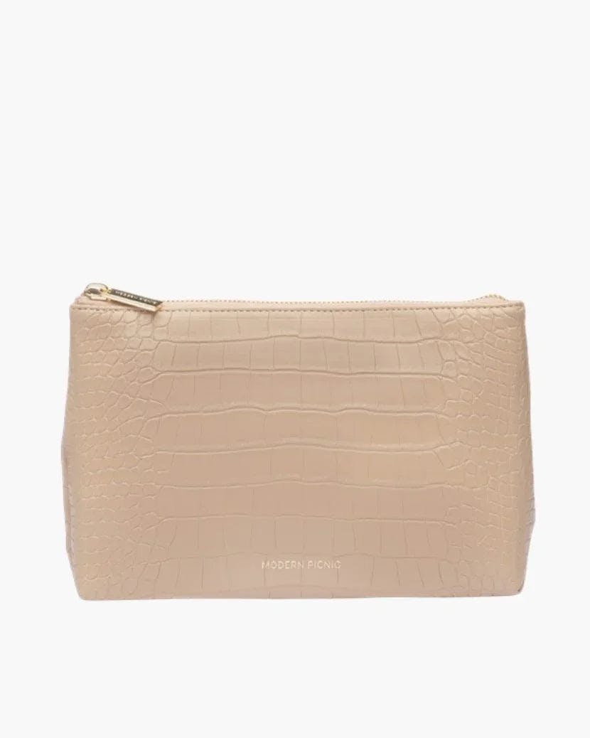Insulated Small Snack Pouch, Cream Croc