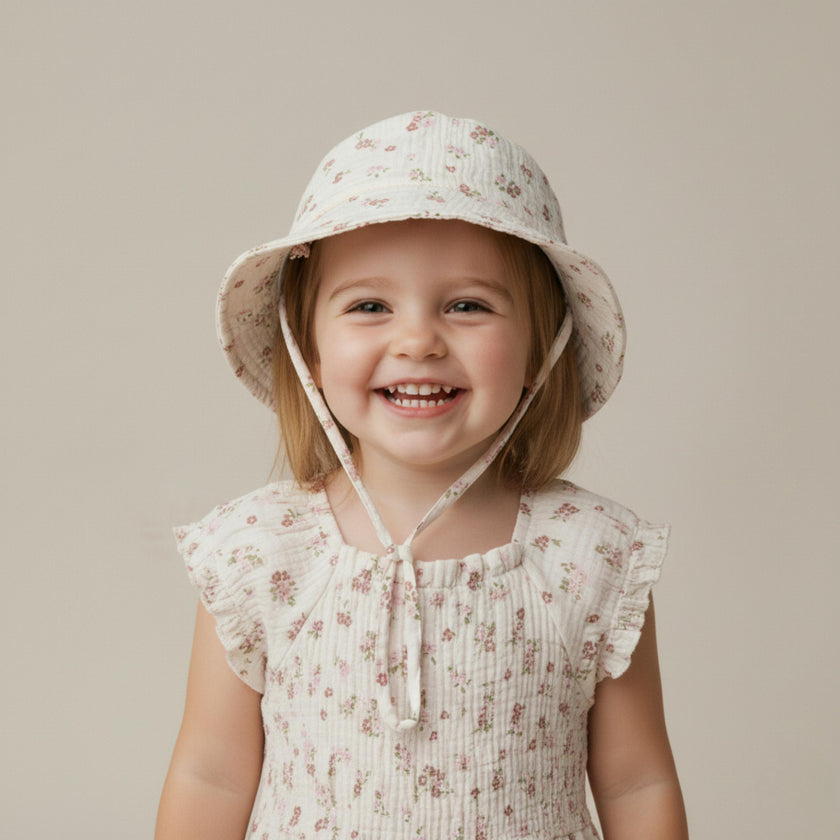 Organic Bucket Sun Hat - Blush Floral