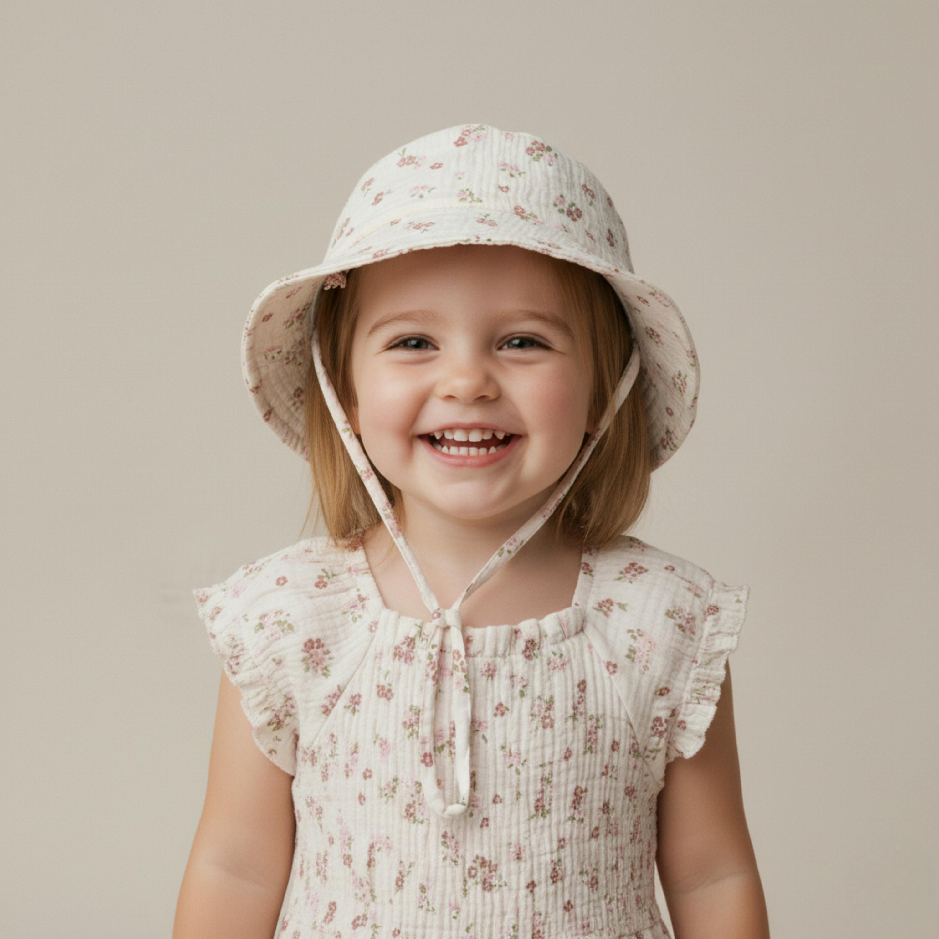 Organic Bucket Sun Hat - Blush Floral