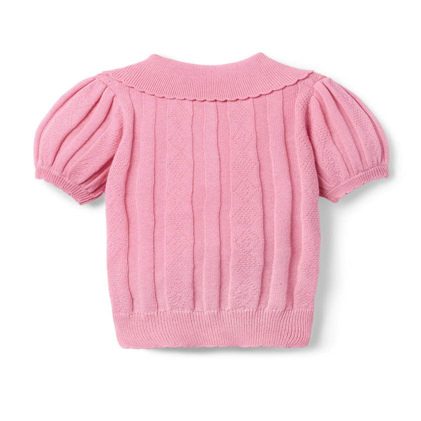 Textured Sweater Polo, pink
