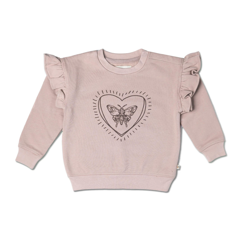 Organic Fleece Ruffle Sleeve Sweatshirt