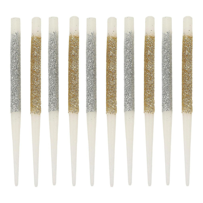 Metallic Glitter Birthday Candles (set of 10)