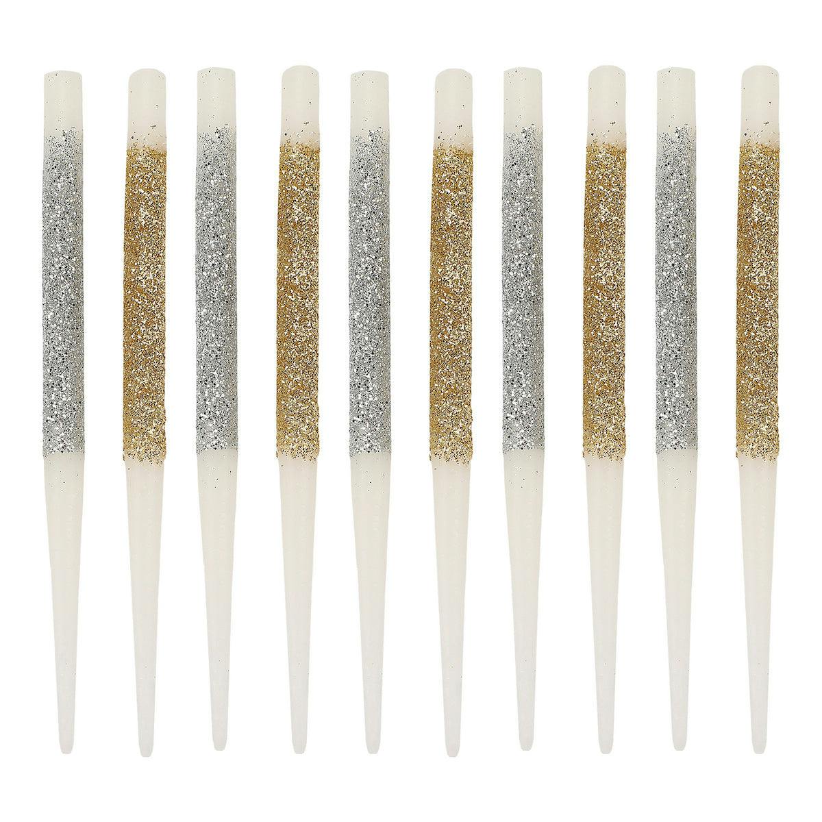 Metallic Glitter Birthday Candles (set of 10)