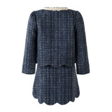 Navy Tweed Skirt Set