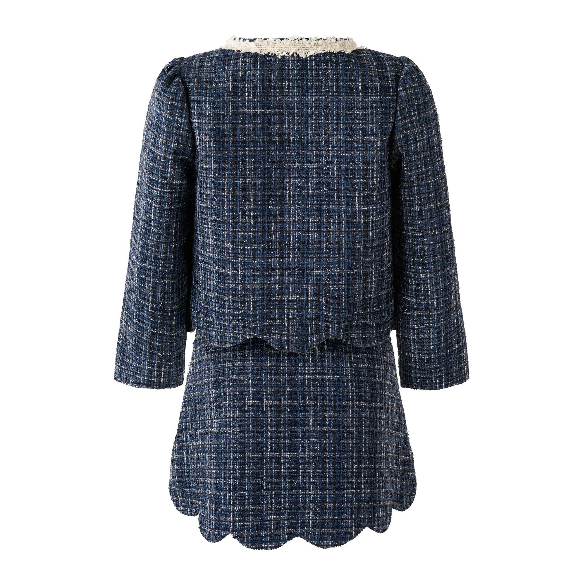 Navy Tweed Skirt Set
