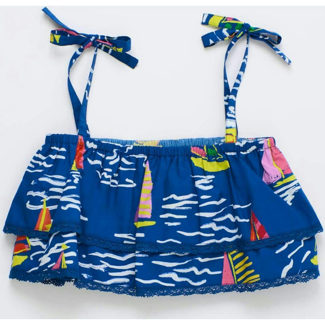 BARCOS RUFFLES TOP BLUE