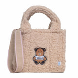 Sherpa Tote Bag – Cozy, Colorful & Convertible with Matching Coin Purse, Teddy Bear