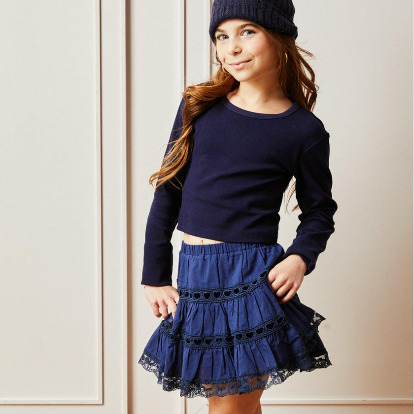 Sofia Heart Bow Lace Mini - Navy