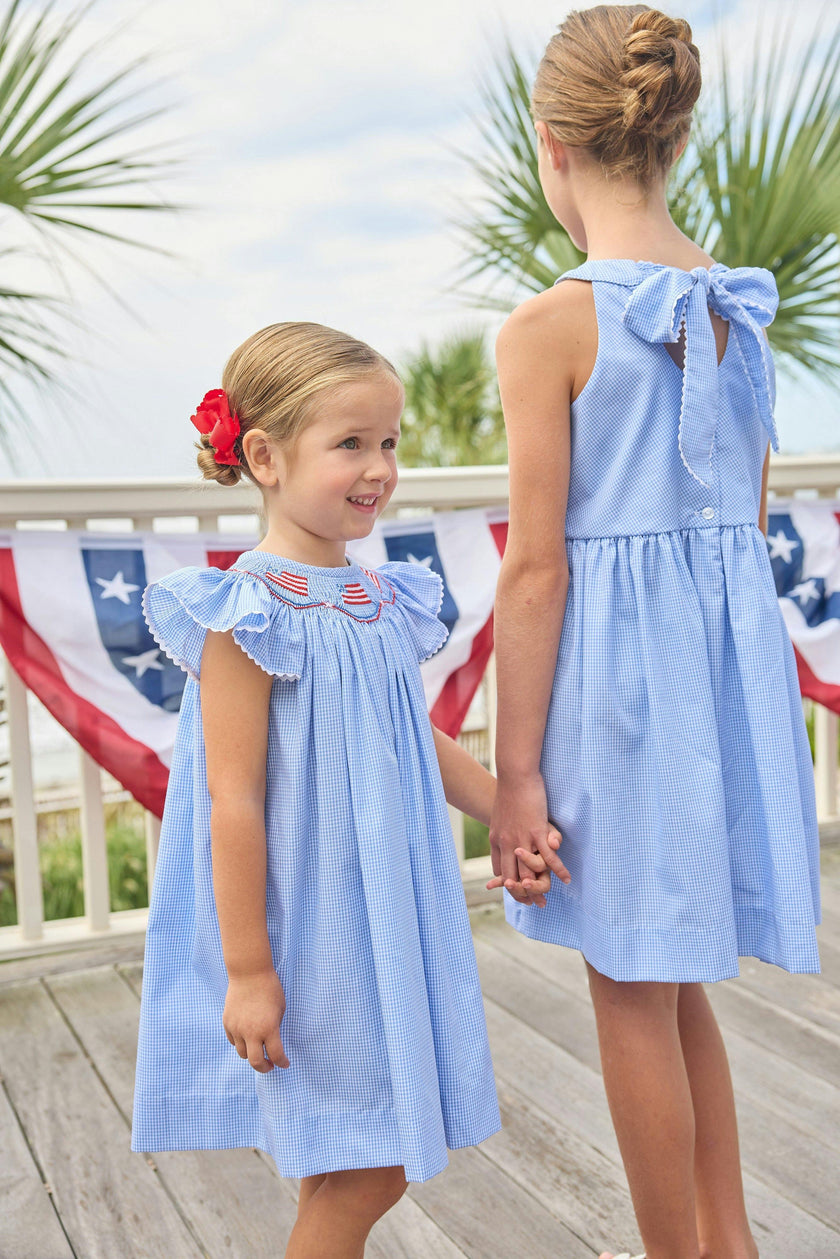 Smocked Bishop Dress - Flags