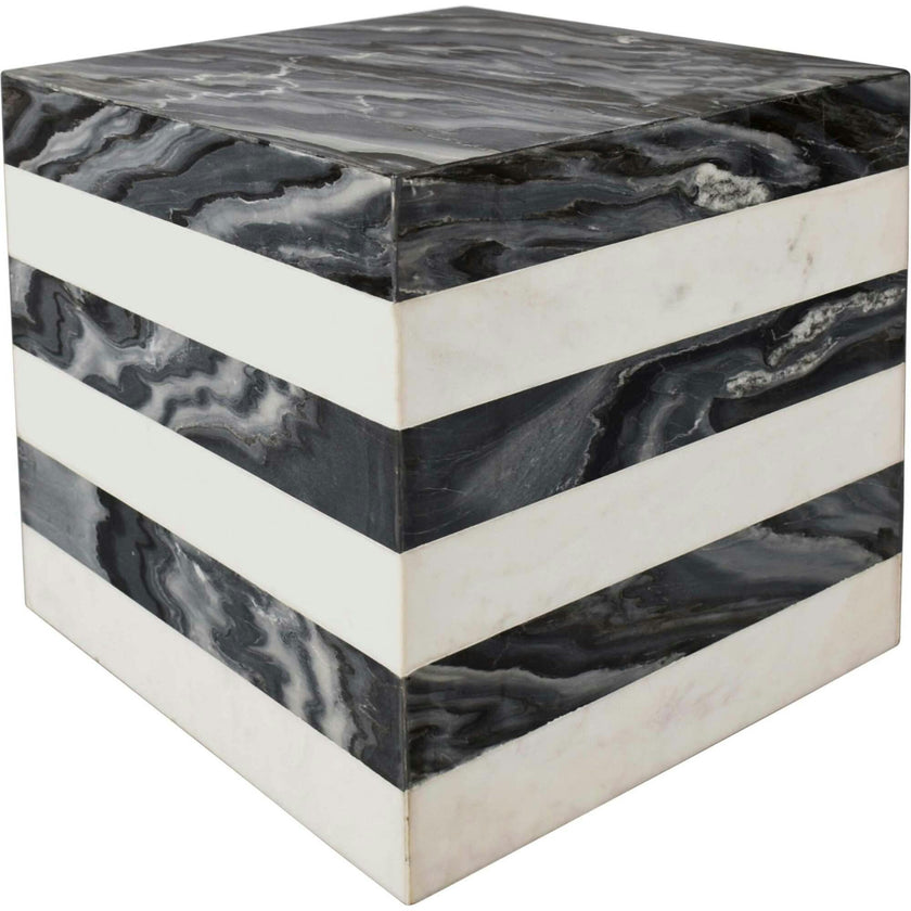 Felix 15" Contemporary Natural Marble Handmade Cube End Table