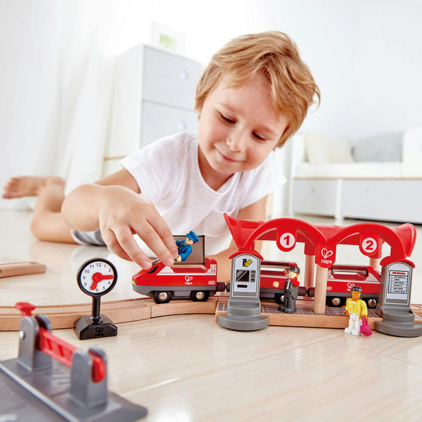 Wooden Busy City Train Set