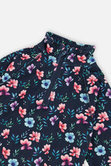 Two Piece Thermal Underwear Blue Floral Print