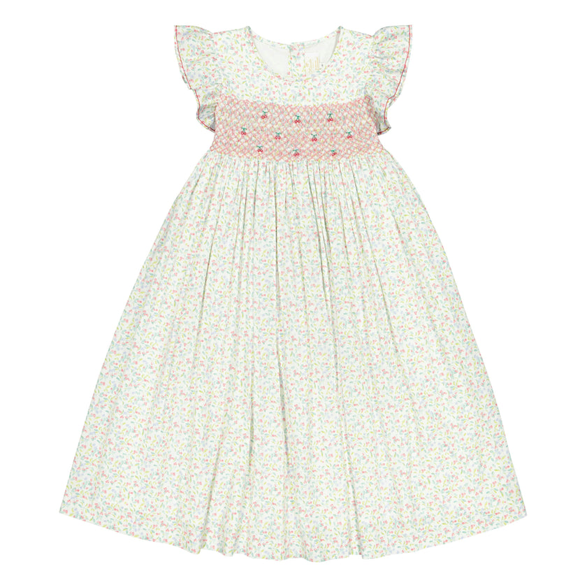 Alizee Cherry Ruffled Sleeve Empire Dress