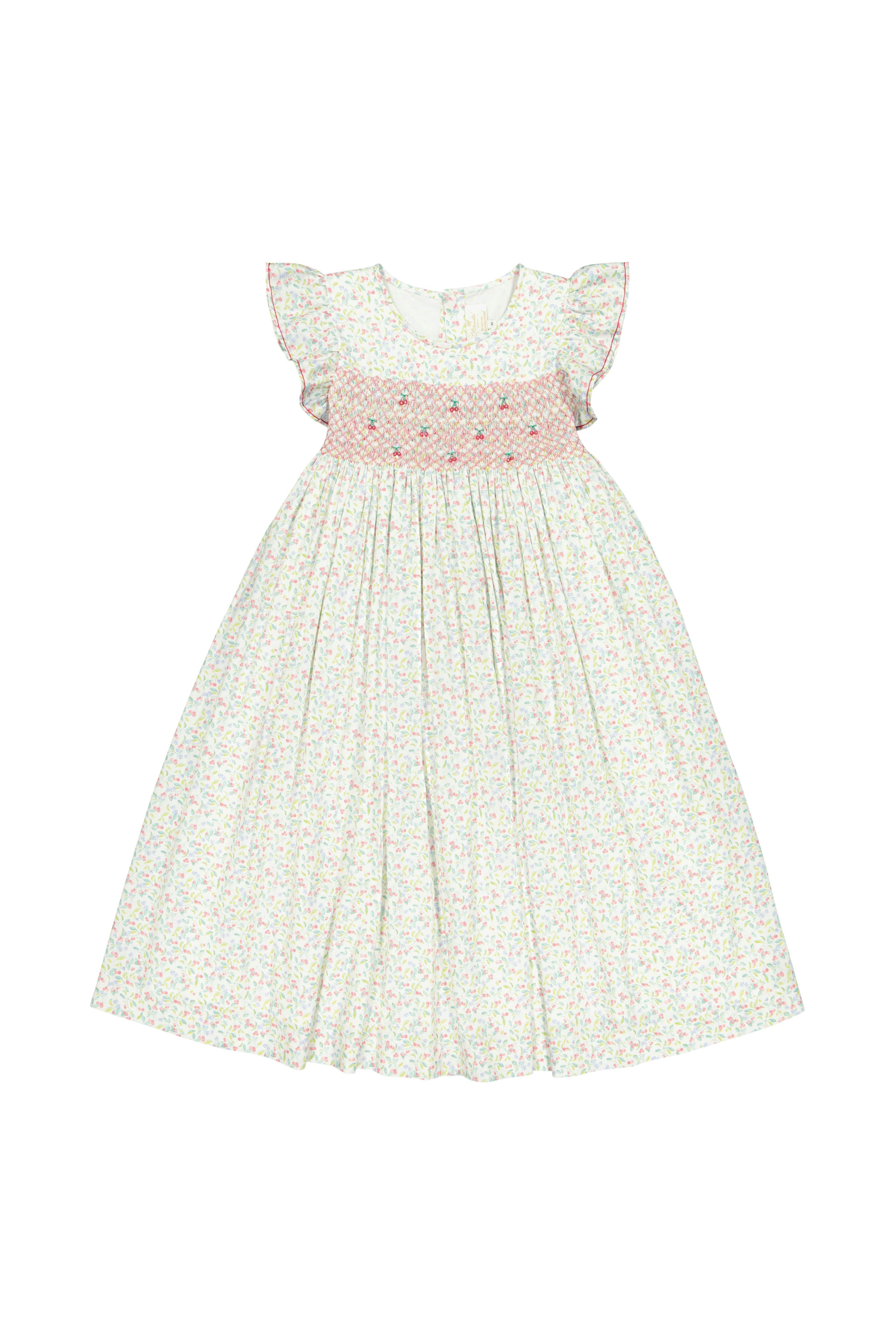 Alizee Cherry Ruffled Sleeve Empire Dress