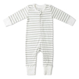 Organic 2-Way Zip Romper - Fog Stripes