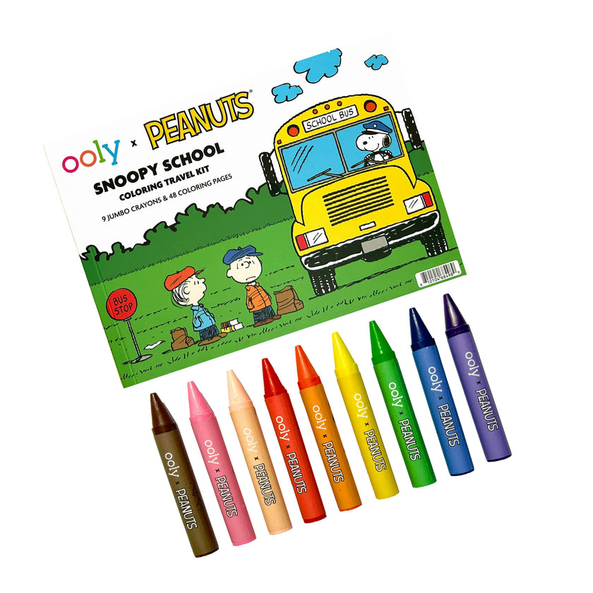 OOLY x Peanuts Snoopy School Coloring Travel Kit - 9 Crayons 48 Pages
