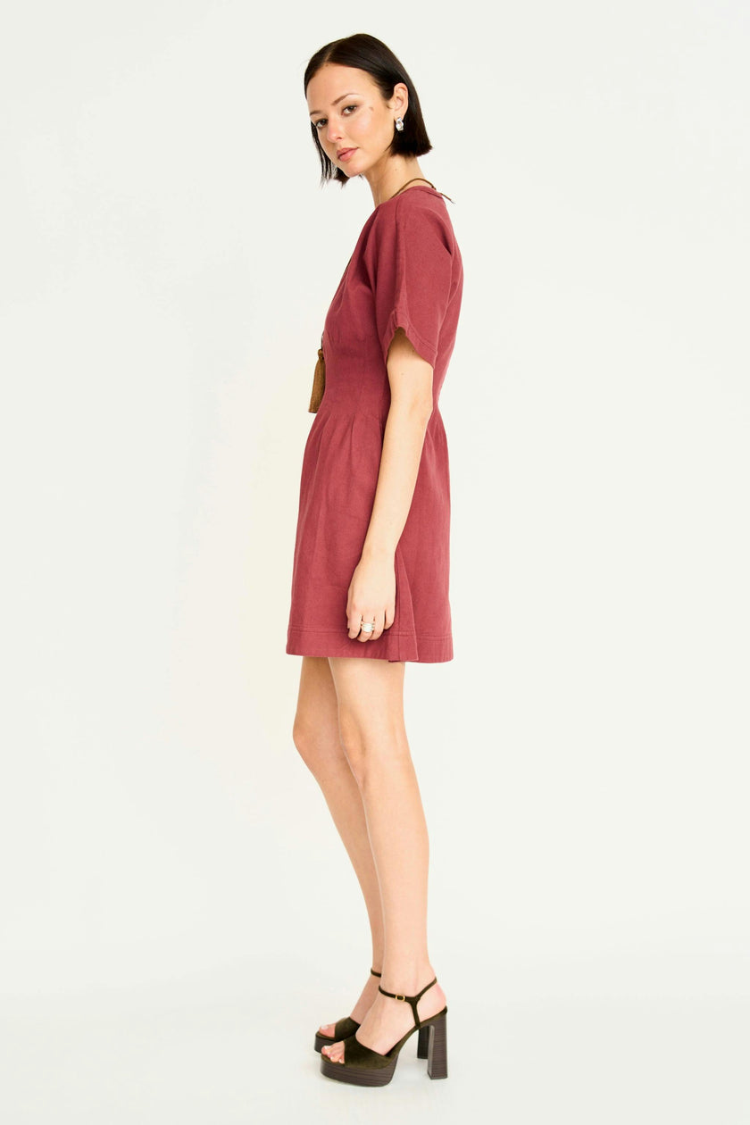 Wailea Canvas Short Dress in Dark Cerise