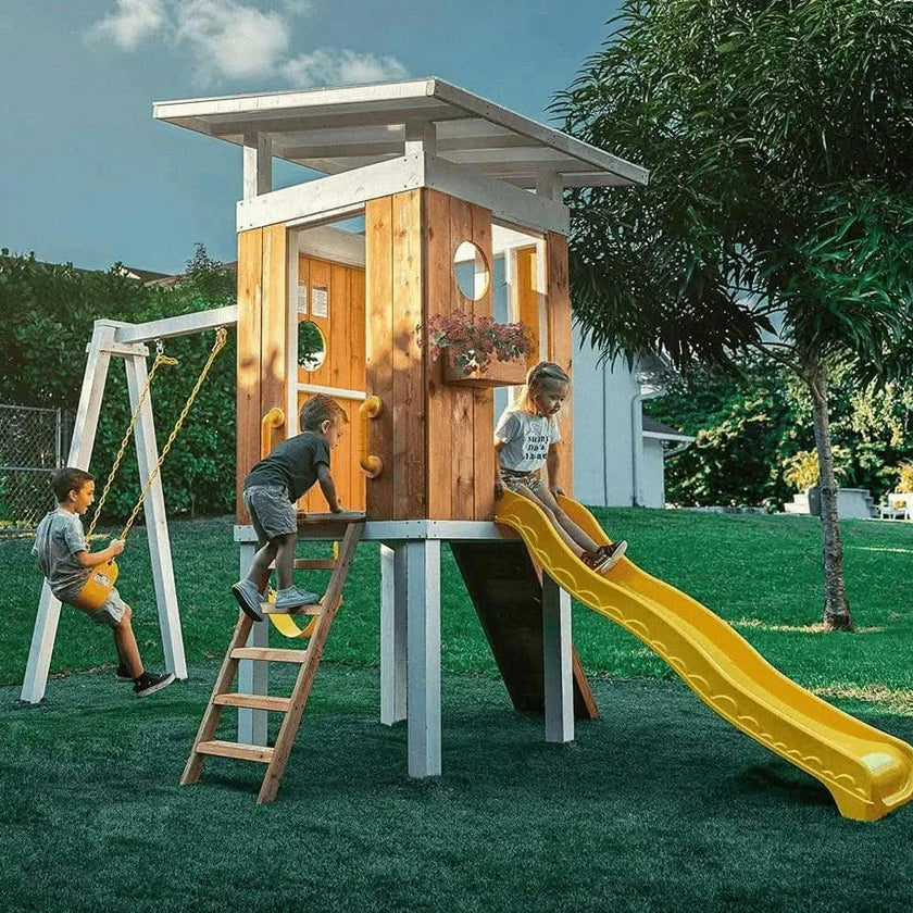 Forest - Modern Backyard Outdoor Swing Set 2 Swings And Trapeze Bar